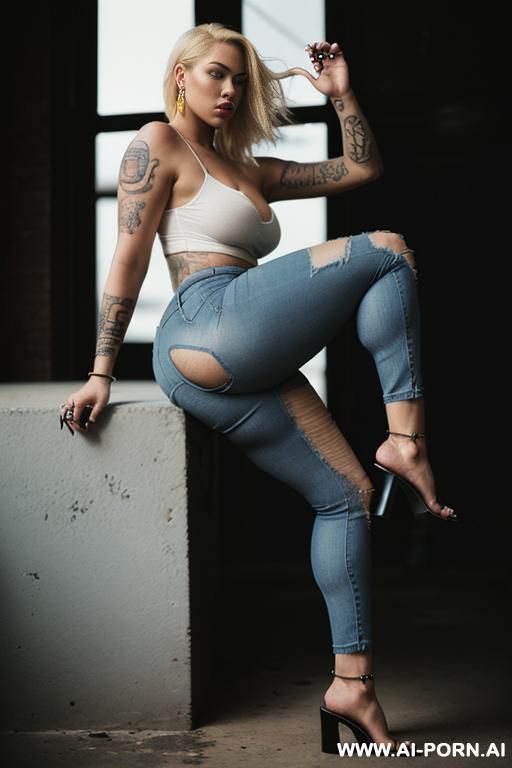 ((exremely huge big ass)) ,((fat ass)), celulitis legs ((thicc body)) ,perfect round white jeans ,full sude body view ,((big booty )),((wide-hips)) thicc curvy model - #main