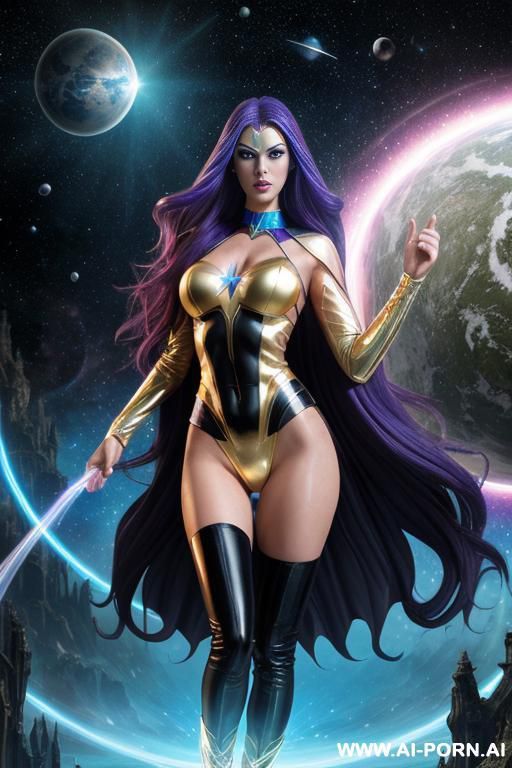 tall woman, giantess, supermodel, super hero, tom, , goth, , aa cup, fantasy world, magical, epic, space, magical being, magical face, fantasy face, special ears, special eyes, superpower, - #main