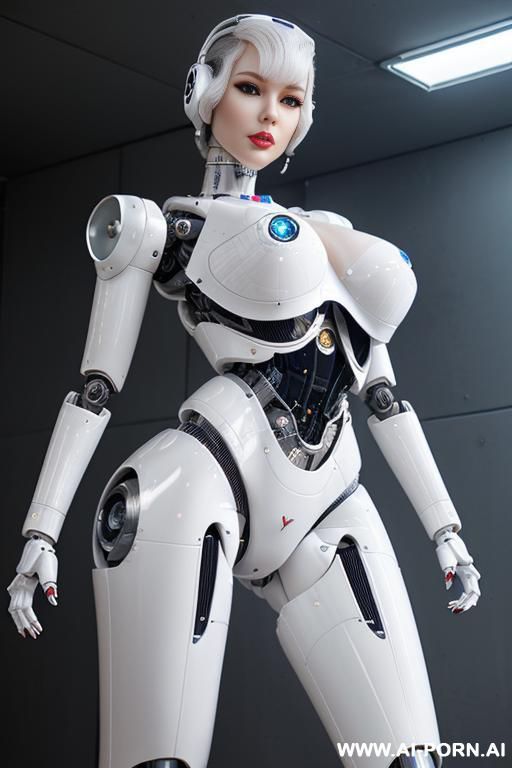 ((realistic very beautiful four k quality to very detailed robotic body, beautiful doll cyborg robot male)),(( artificial big boobs total covered only latex skin white)) natural face, completely made - #main