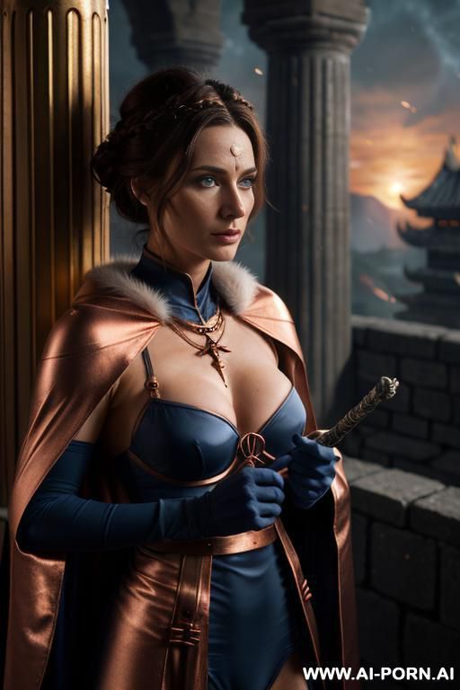 wizard master woman, finely detail, ultra detailed face, highly detailed skin, highly detailed hands, ((naked breasts)), looking at viewer, (eye contact), light blue eyes, wavy black hairs, athletic - #main