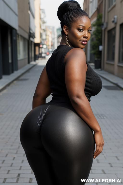 sexy black chubby mom with a giant ass and big tits, dressed through in leggings - #main