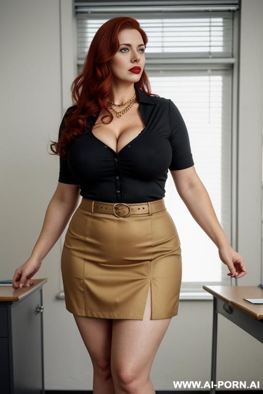 high heels, (((puckered lips))), much cleavage, heavy gold necklace - #main