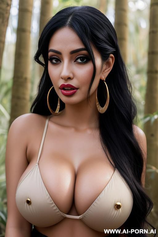 thong, extremely pretty, ahegao, full lips, button nose, flowing hair, hoop earrings, busty round boobs, hourglass figure, tight waist - #main