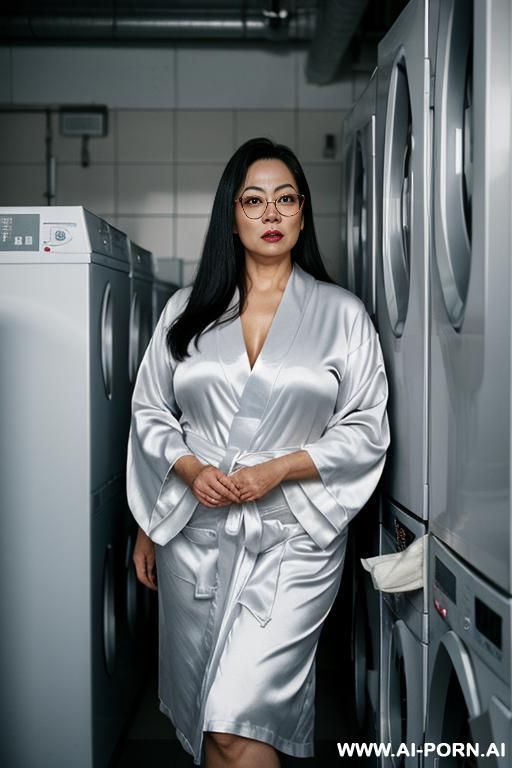 asian lady ugly, wrinkles, old. come here with finger. kimono satin - #main