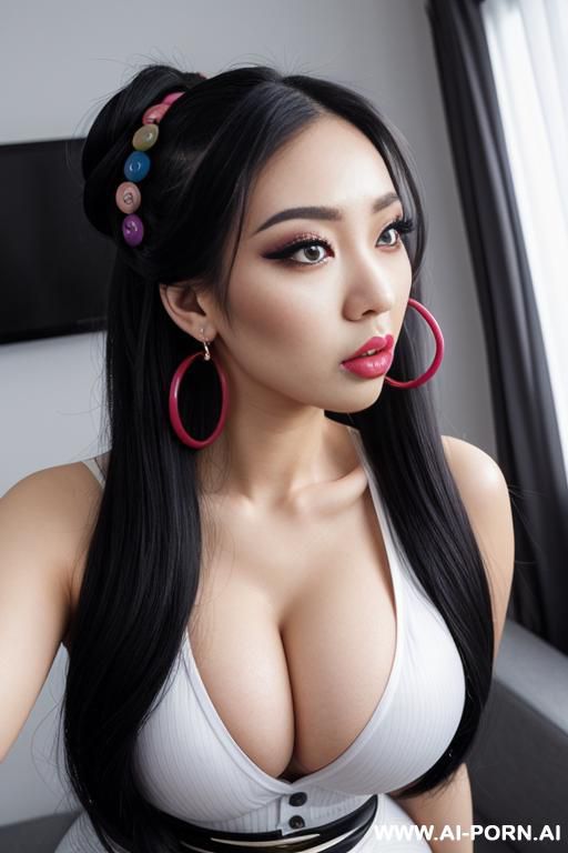 skintight bodysuit, random hairstyle, random colors, extremely pretty, ahegao, full lips, button nose, hoop earrings, busty round boobs, hourglass figure, tight waist - #main