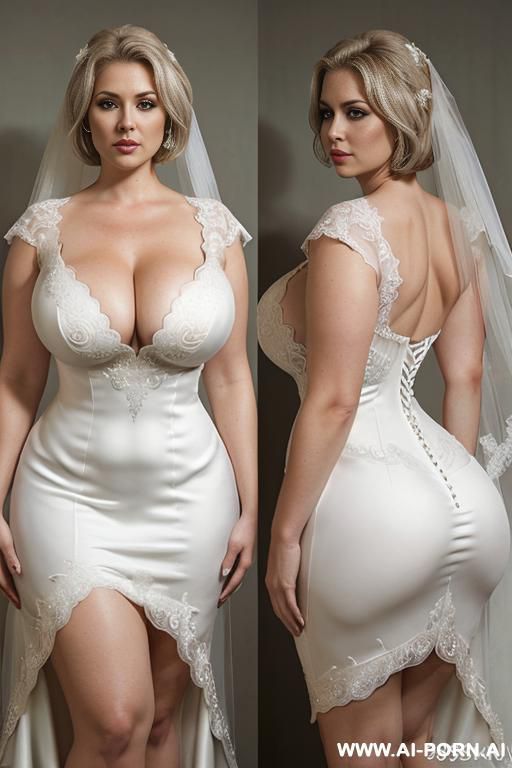 (((wedding dress))), (((big breasts))), (((huge ass))), photo realistic. best quality, finely detail, highly detailed face, highly detailed eyes, sexy eyes, best quality eyes, highly detailed hands, - #main