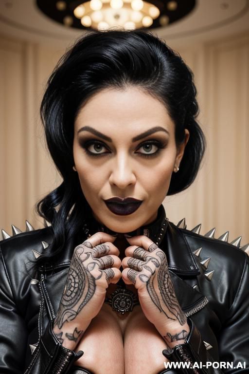 ((((persian rap milf)))) with ((((((gigantic tits)))))) and (((long hair))), ((makeup)) , (((tight spiked black leather jacket))) (((tight jeans))) (((boots))) ((((big ass)))) (((selfie))) - #main