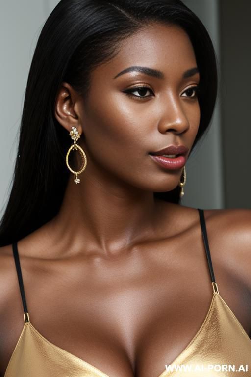 sexy ebony, beautiful model, nice lips, nice boobs, golden earrings, golden neglace, 20 years old - #main