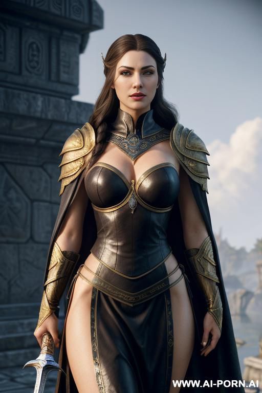 champion of cyrodiil, woman, finely detail, ultra detailed face, highly detailed skin, highly detailed hands, looking at viewer, (eye contact), noble face exspressions, eyes like gimlets, well fit - #main