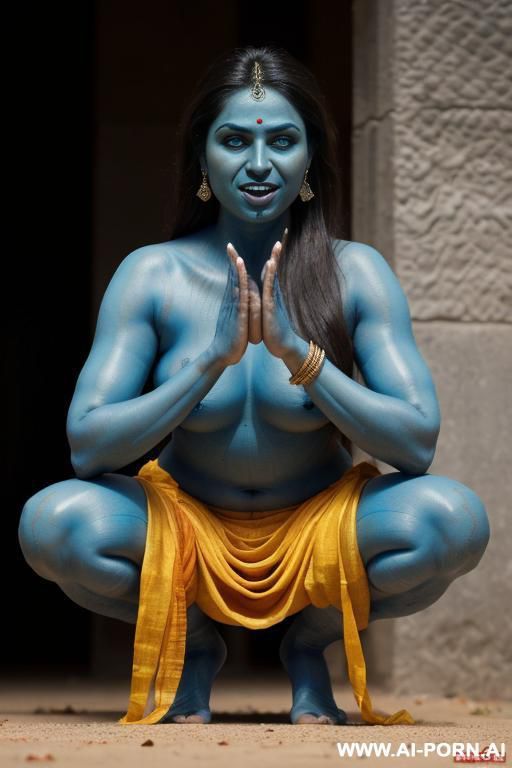 (((indian goddess, blue skin, four arms, long tongue out of her mouth))) - #main