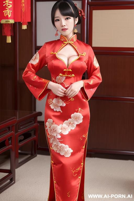 ((chinese)), ((red chinese traditional dress)), ((chinese woman)) - #main