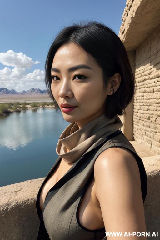 asian hawk woman, chinese, looking at viewer, finely detail, ultra detailed face, highly detailed skin, highly detailed hands, athletic body, wide face, thick eyebrows, wide nose, short mouth, funny - #main