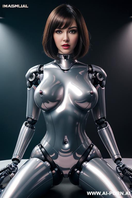 (beautiful realistic very detailed quality imk, very sensual male with penis ,realistic robot tranformer style robo-cop robot doll total meccanical artificial robot body woman) , with long black hair - #main