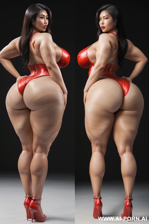 ((ultra realistic asian woman)), ( (((hour-glass figure))), huge ass with huge hips, ((wide hips)), ((((long upper body)))), (long legs), (round ass), ((obese)) ((muscled bulked up)) ((beautiful face)), ((high cheekbones)), ((full body view)), - #main