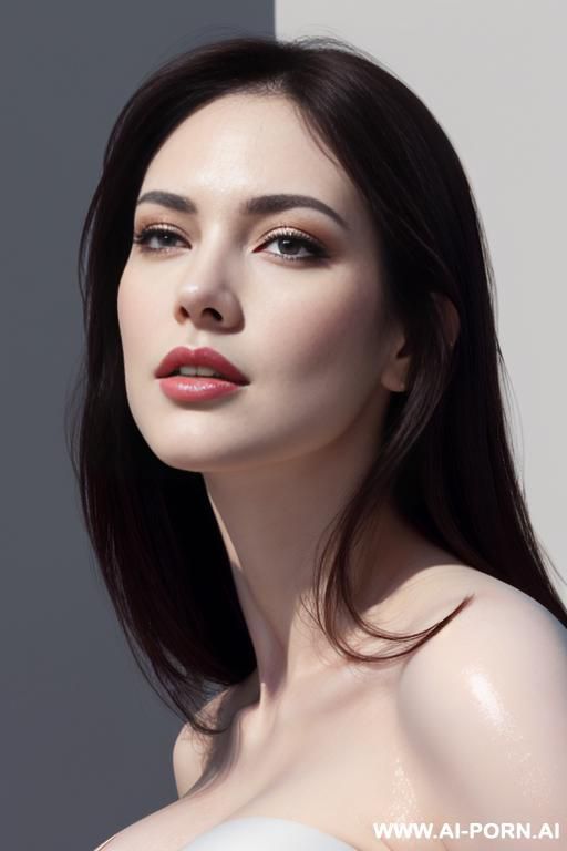 hyperrealistic painting: very beautiful sexy orgazm face, slight smile, makeup, eye contact, very milky-white skin, . full body wiew. art. - #main
