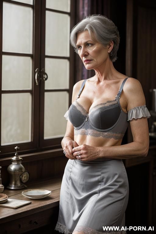 angry grey hair mature stepmother bra cleavage - #main