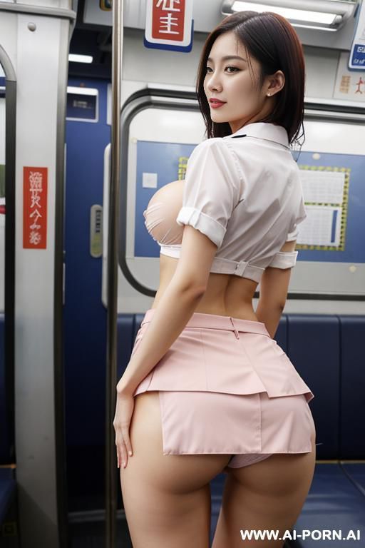 wearing blazer, short skirt. spreading seductively spreading legs. very realistic. showing wet pussy and ass - #main