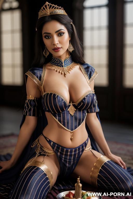 pretty, vietnamese, 30, flowing messy hair, dark brown hair, white skin, perfect body, natural boobs, slight smile, makeup, leaning, naked, spreading legs, showing pussy, blurred background, picnic background. - #main