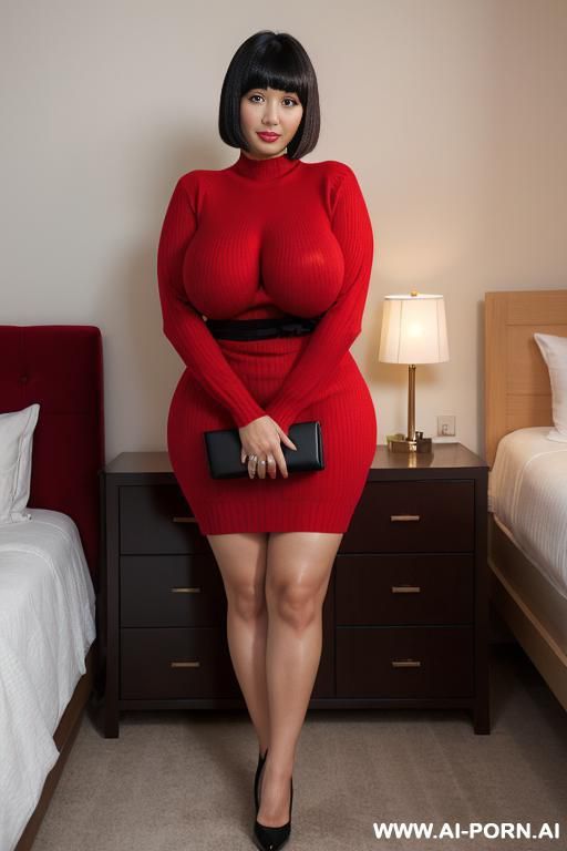 juicy thighs, narrow waist, red sweater dress - #main
