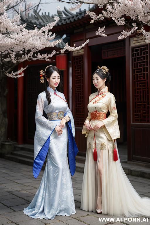 chinese qeen, lace pleated dress, chinese clothes, traditional clothes, chinese wedding, old china outfit, medium skirts - #main