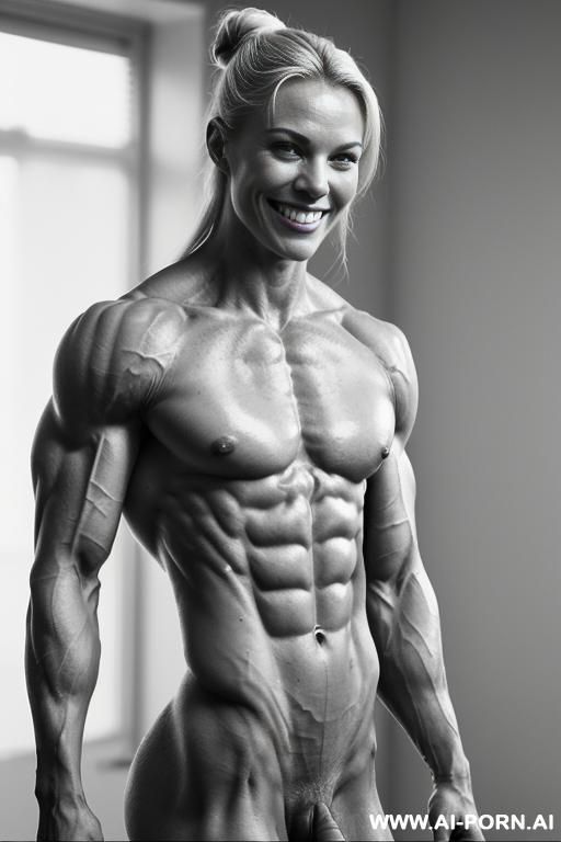 ((nude white norwegian smiling very muscular short fitness model pia m. with rockhard pecs)), (extreme sculpted abs), ((very muscular pecs)), ((very muscular fbb delts)), ((very muscular fbb traps)), - #main