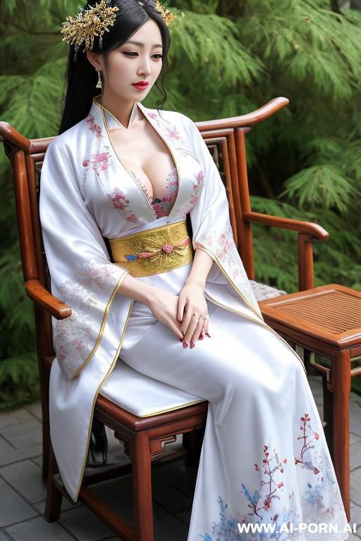 chinese qeen, lace pleated dress, chinese clothes, traditional clothes, chinese wedding, old china outfit, , white blue coat - #main