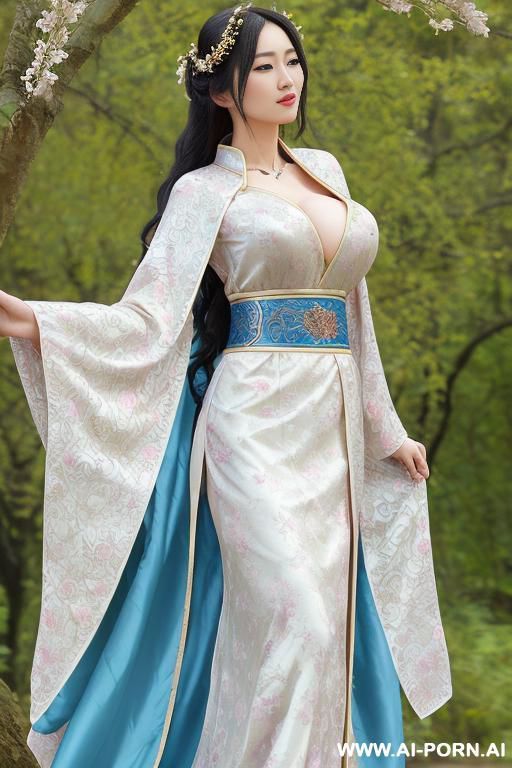 chinese qeen, lace pleated skirts, chinese clothes, traditional clothes, chinese wedding, old china outfit, skirts, light blue coat - #main