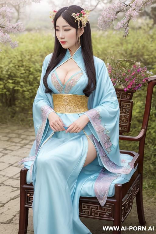 chinese princess, lace pleated skirts, chinese clothes, traditional clothes, chinese old version, old china outfit, short skirts, through light blue clothes - #main