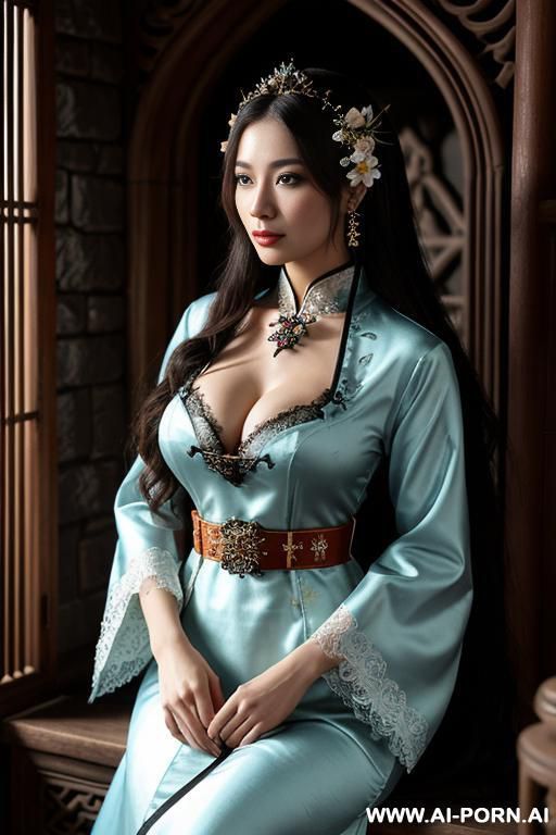chinese qeen, lace pleated dress, chinese clothes, traditional clothes, chinese wedding, old china outfit, short dress - #main