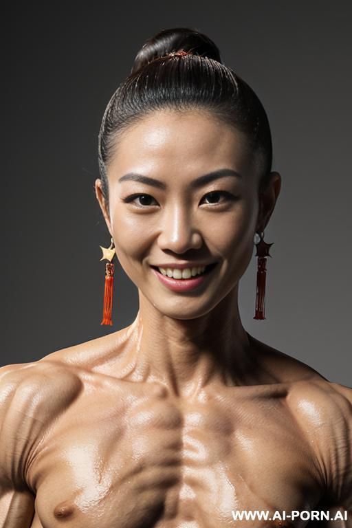 ((nude chinese smiling very muscular short fitness woman kungfu star with rockhard pecs)), (extreme sculpted abs), ((very muscular pecs)), ((very muscular fbb delts)), ((very muscular fbb traps)), - #main