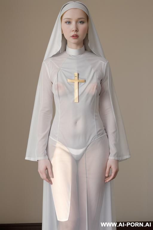 molly quinn nude, no panties, ((transparent nun clothes)), nun hat, looking at camera - #main
