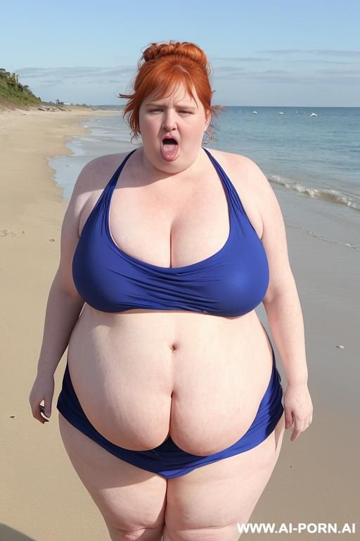 extreme obese bbw , naked, outdoor, walking, tails, front view - #main