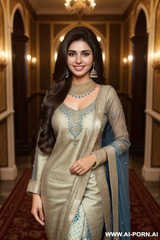 (blue crew neck fancy highly detailed dupatta ), (((standing in a fancy mansion ))), ((brunette tanned pakistani texan )), (lean), (pretty face), (detailed face), (perfect), (natural lighting), ((highly detailed photo)), actress topanga - #main