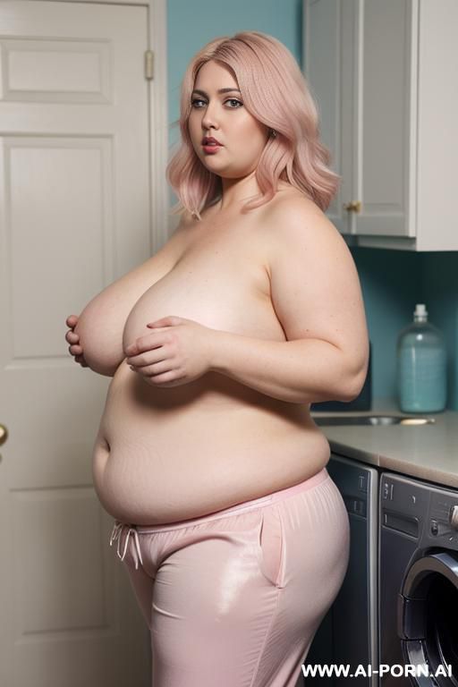 flaby boobs, fat arms, fat belly, wide hips, pink pyjama pants - #main