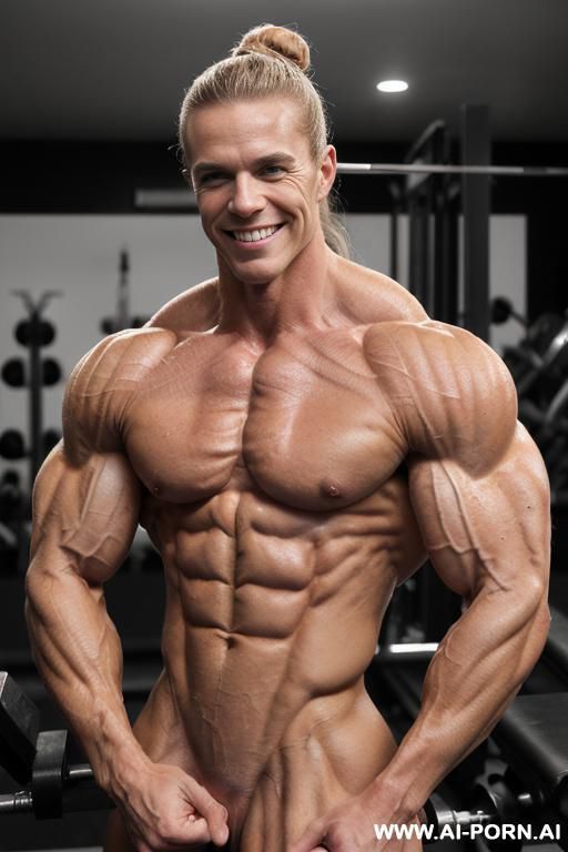 ((nude white canadian smiling very muscular building model j. dejager with rockhard pecs)), (extreme sculpted abs), ((very muscular pecs)), ((very muscular delts)), ((very muscular traps)), ((very - #main