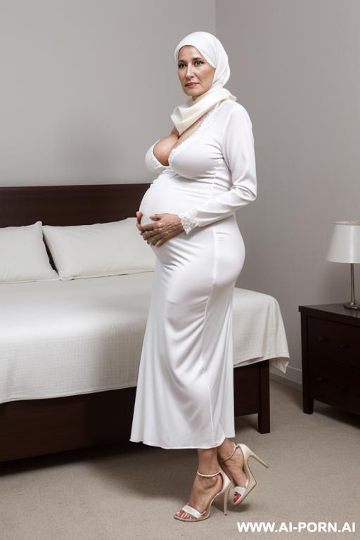 5 arab pregnant milf masturbating in bed wearing her headscarf - #main