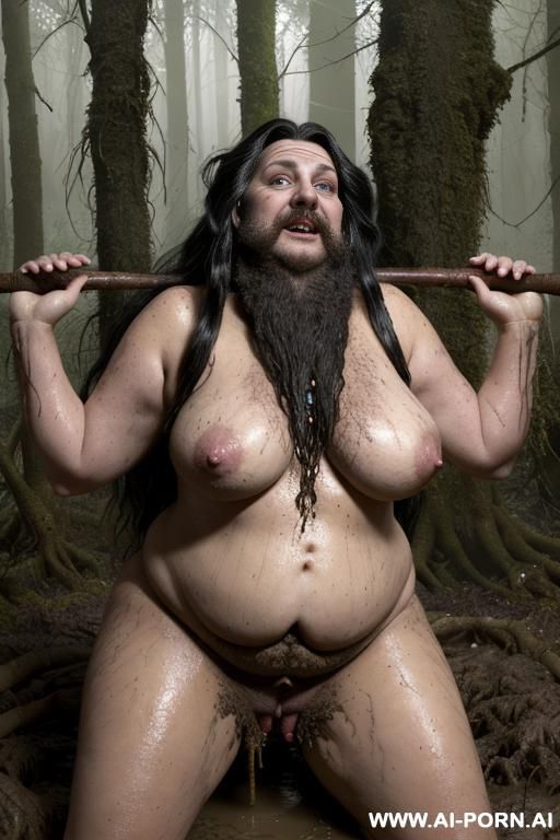 fat naked very hairy old granny goth troll witch forest fairy gnome very hairy armpits masturbate in mud dark forest swamp, giant hanging floppy old veiny breasts, very hairy armpits, wrestling with fat hairy men in mud dirt touching vagina - #main