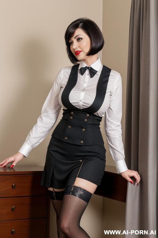 secretary wearing stockings, skirt, high heels, boobs hanging out - #main