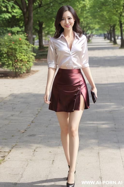 park. walking, silk skirt - #main