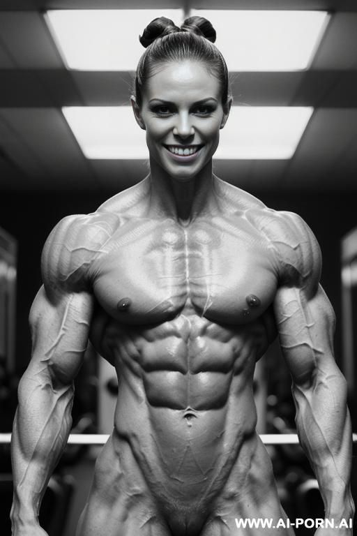 (((nude white french smiling very muscular short female bodybuilder with rockhard pecs))), (extreme sculpted abs), ((very muscular pecs)), ((very muscular delts)), ((very muscular traps)), ((very muscular - #main