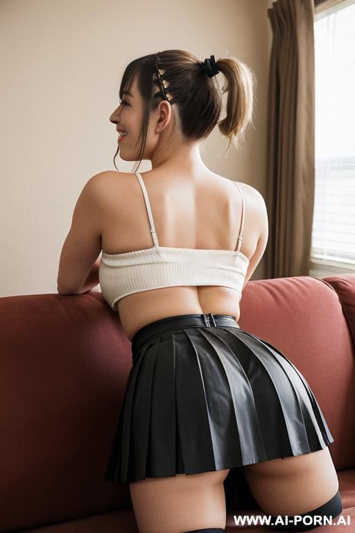 (bending down over the couch) - #main