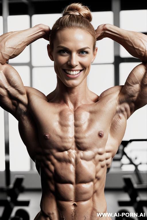 ((nude white norwegian smiling very muscular short muscle model k. lee klee02 with rockhard pecs)), (extreme sculpted abs), ((very muscular pecs)), ((very muscular delts)), ((very muscular traps)), - #main