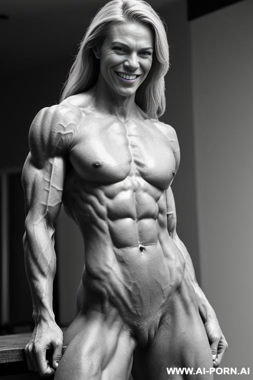 ((nude white norwegian smiling very muscular short muscle model fbb k. lee klee02 with rockhard pecs)), (extreme sculpted abs), ((very muscular pecs)), ((very muscular delts)), ((very muscular traps)), - #main