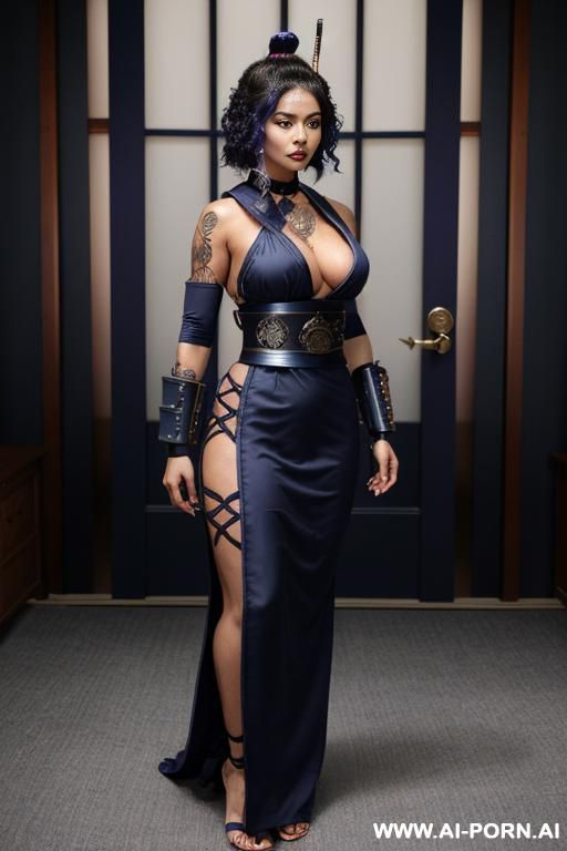 purple hair, piercings, , medium wavy hair, tattoos, pretty, sheer bodycon dress, choker - #main
