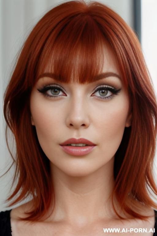 redhead, sexy bangs, close-up, eye makeup - #main
