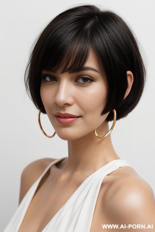 hoop earrings front view direct eye contact with viewer white background - #main