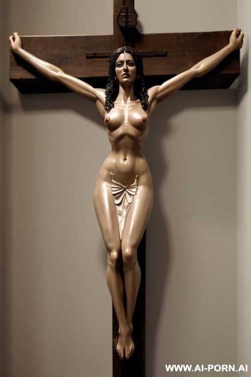 full hight naked woman crucified - #main