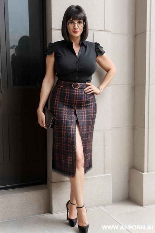 (hot tall) (plaid skirt) (lace braa) (glasses) (high heels) - #main