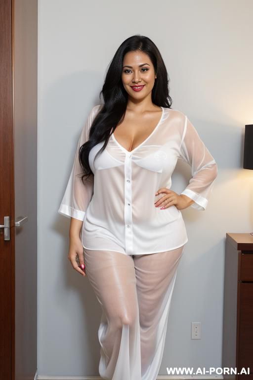 big thighs. tall. in white, transparent pajamas. - #main