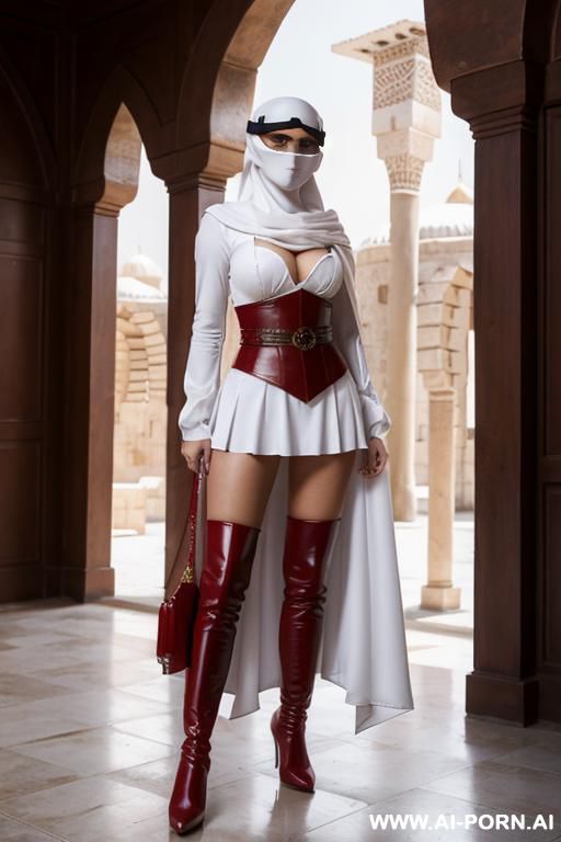 niqab red leather high boots - #main